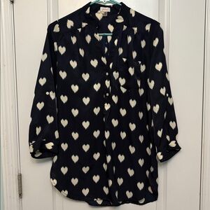 Pixley Heart Print Top With Tab Sleeves